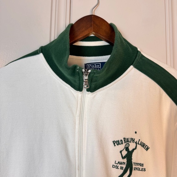 VTG Polo Ralph Lauren Men’s XXL Lawn Tennis NY 1967 Green White Full Zip Jacket - Picture 14 of 16